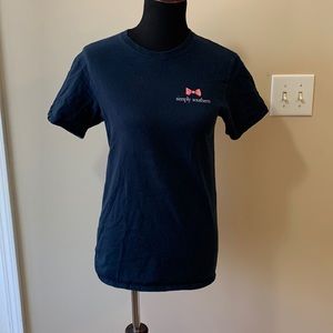 EUC Navy Blue and Pink Whale Simply Southern Short Sleeved T-Shirt